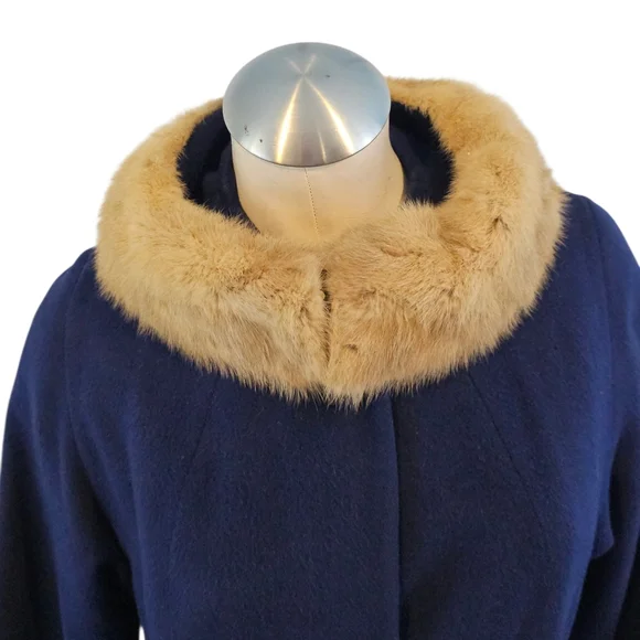 Vintage Cashmere Coat With Mink Collar Size M Union Made - Picture 14 of 15